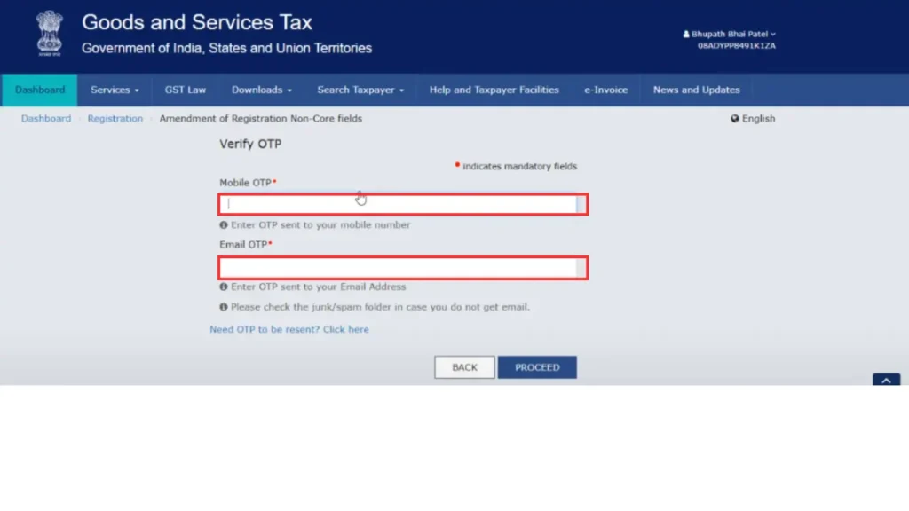 How to Change Email ID in GST Portal step5