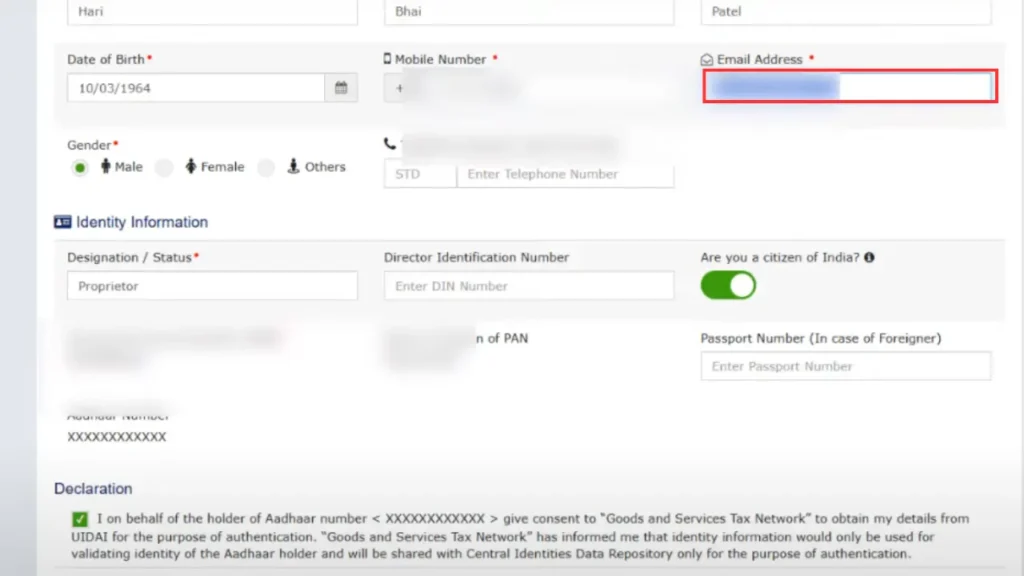 how to change email id in gst portal step4